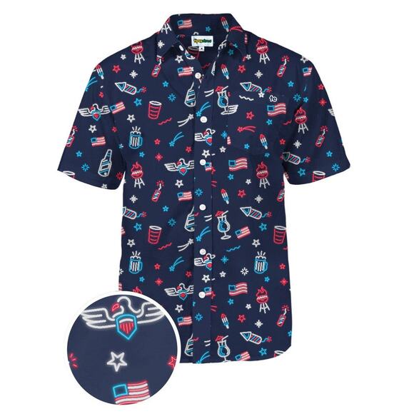 Tipsy Elves Men’s 4XL Button Down Shirt Patriotic America BBQ Party USA NWT - Picture 2 of 8